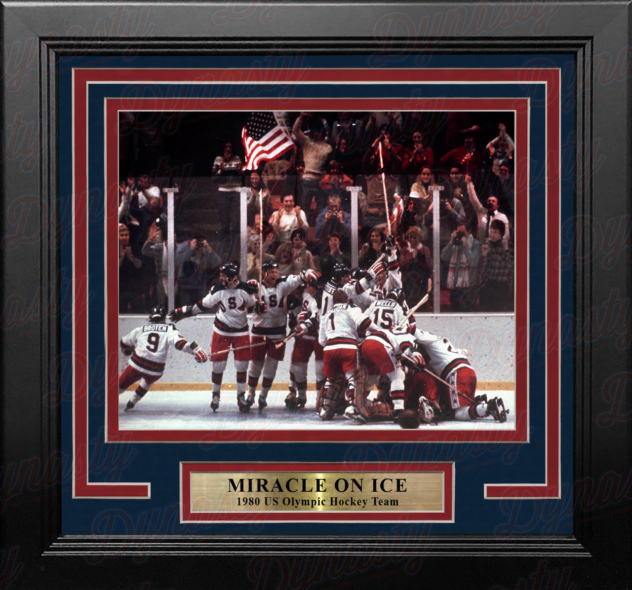 1980 USA Miracle on Ice Olympic Hockey Framed & Matted Photo - Dynasty Sports & Framing 