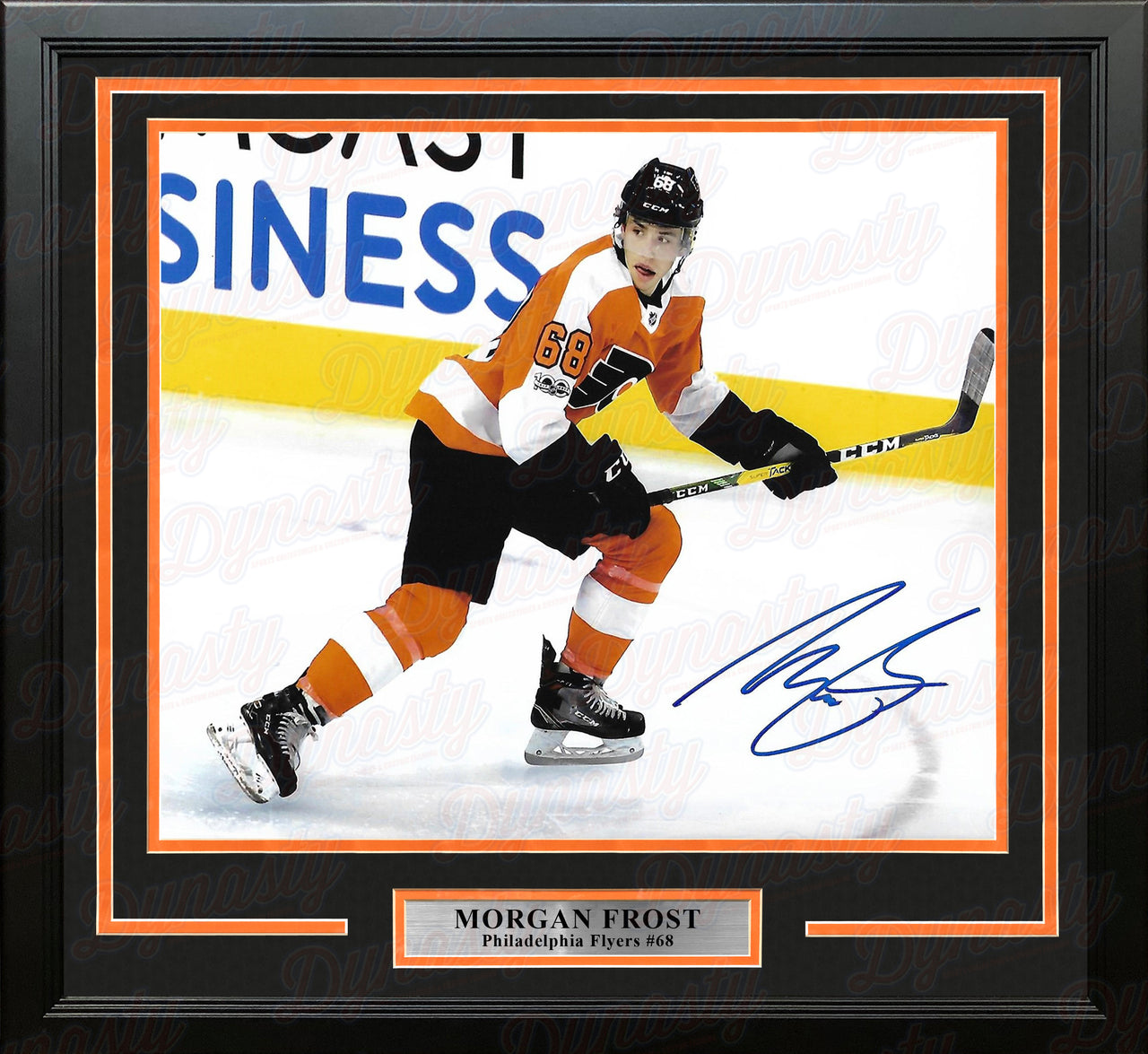 Morgan Frost Skate Autographed Philadelphia Flyers Framed Hockey Photo - Dynasty Sports & Framing 