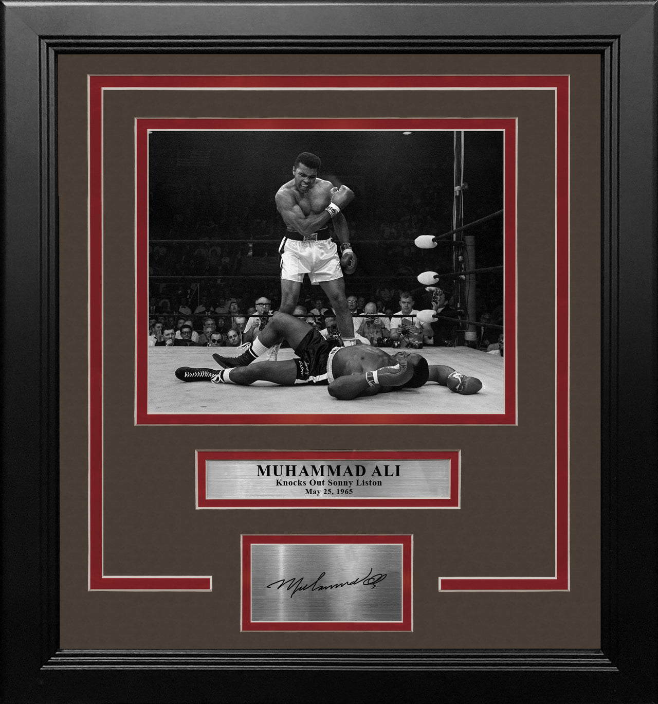Muhammad Ali Knocks Out Sonny Liston Framed Boxing Photo with Engraved Autograph - Dynasty Sports & Framing