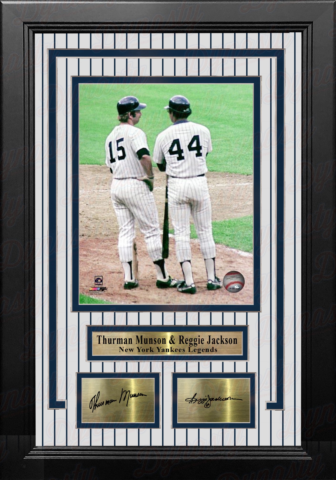 Thurman Munson & Reggie Jackson New York Yankees 8x10 Framed Baseball Photo with Engraved Autographs - Dynasty Sports & Framing 