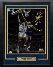 Dikembe Mutombo v Stockton Denver Nuggets Autographed Framed Basketball Photo Inscribed Hall of Fame - Dynasty Sports & Framing 