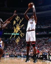 Dikembe Mutombo v Shaq Philadelphia 76ers Autographed Basketball Photo Inscribed Hall of Fame - Dynasty Sports & Framing 