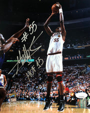 Dikembe Mutombo v Shaq Philadelphia 76ers Autographed Basketball Photo Inscribed Hall of Fame - Dynasty Sports & Framing 