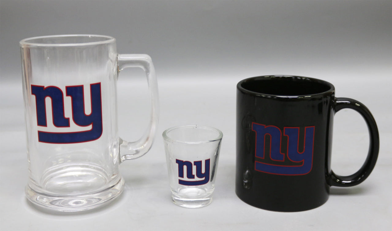 New York Giants 3-Piece Glassware Gift Set - Dynasty Sports & Framing 