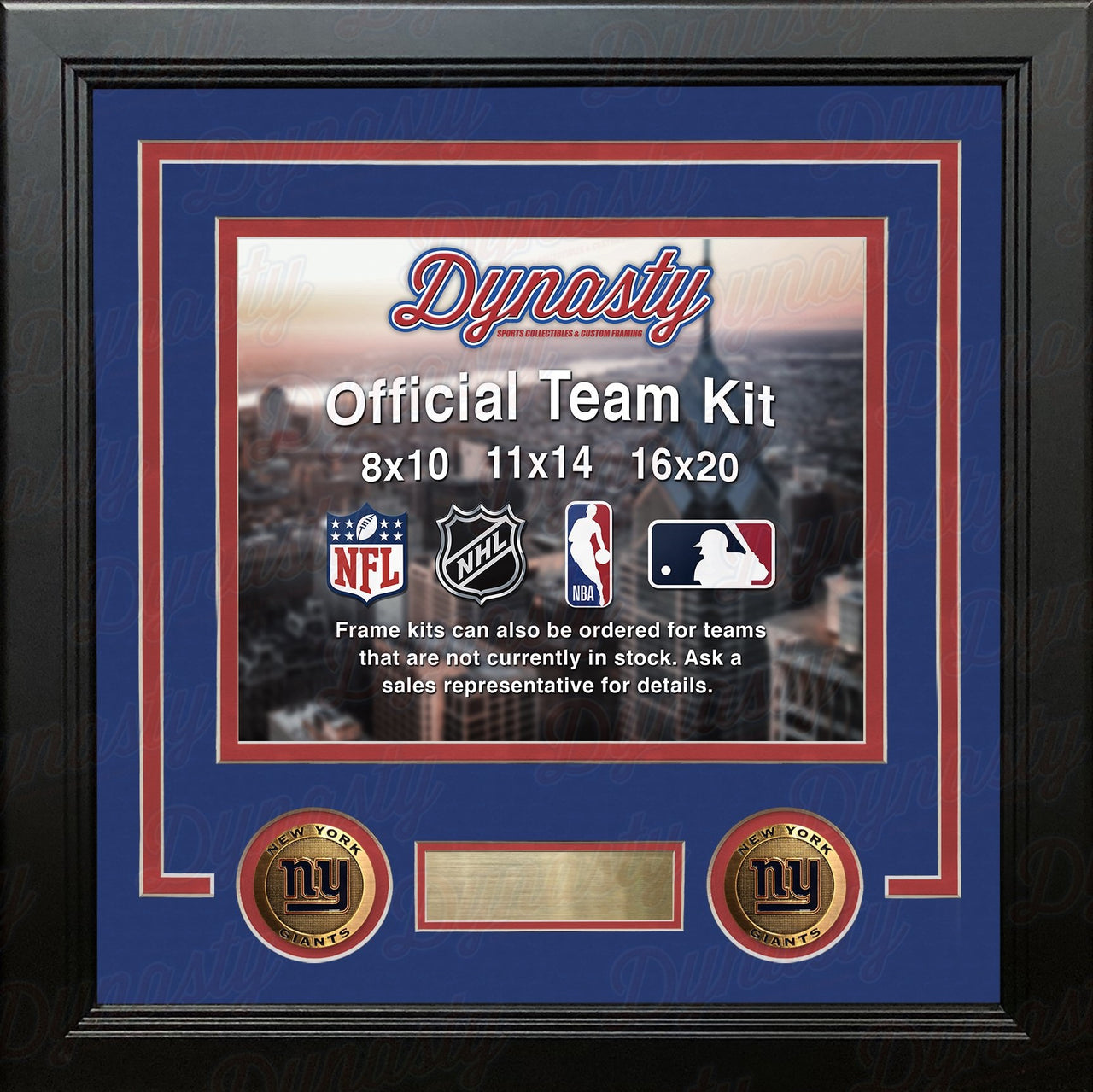 New York Giants Custom NFL Football 16x20 Picture Frame Kit (Multiple Colors) - Dynasty Sports & Framing 