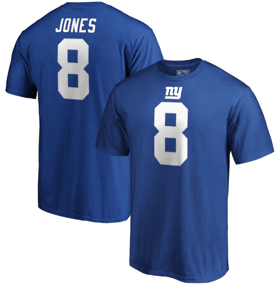 Daniel Jones New York Giants NFL Football Name & Number T-Shirt – Royal Blue - Dynasty Sports & Framing 