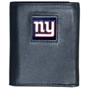 New York Giants FineGrain Leather Tri-Fold Wallet - Dynasty Sports & Framing 