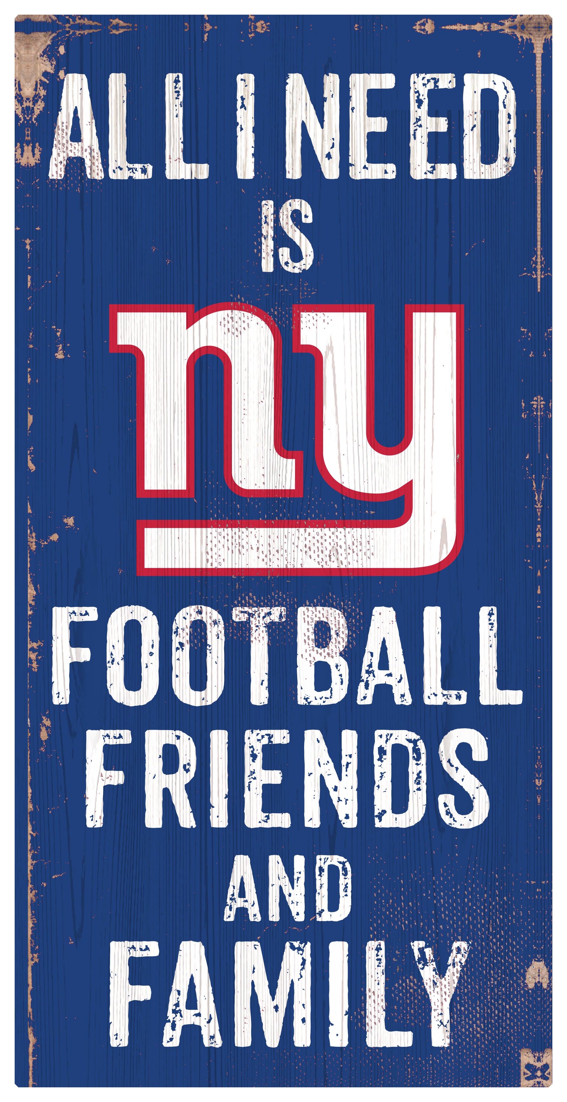 New York Giants Football and My Friends & Family Blue Wood Sign - Dynasty Sports & Framing 
