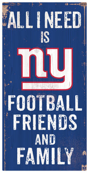 New York Giants Football and My Friends & Family Blue Wood Sign - Dynasty Sports & Framing 