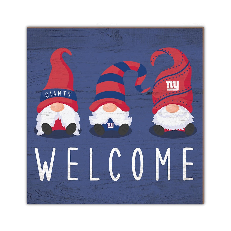 New York Giants Gnome 10" Welcome Wood Sign - Dynasty Sports & Framing 