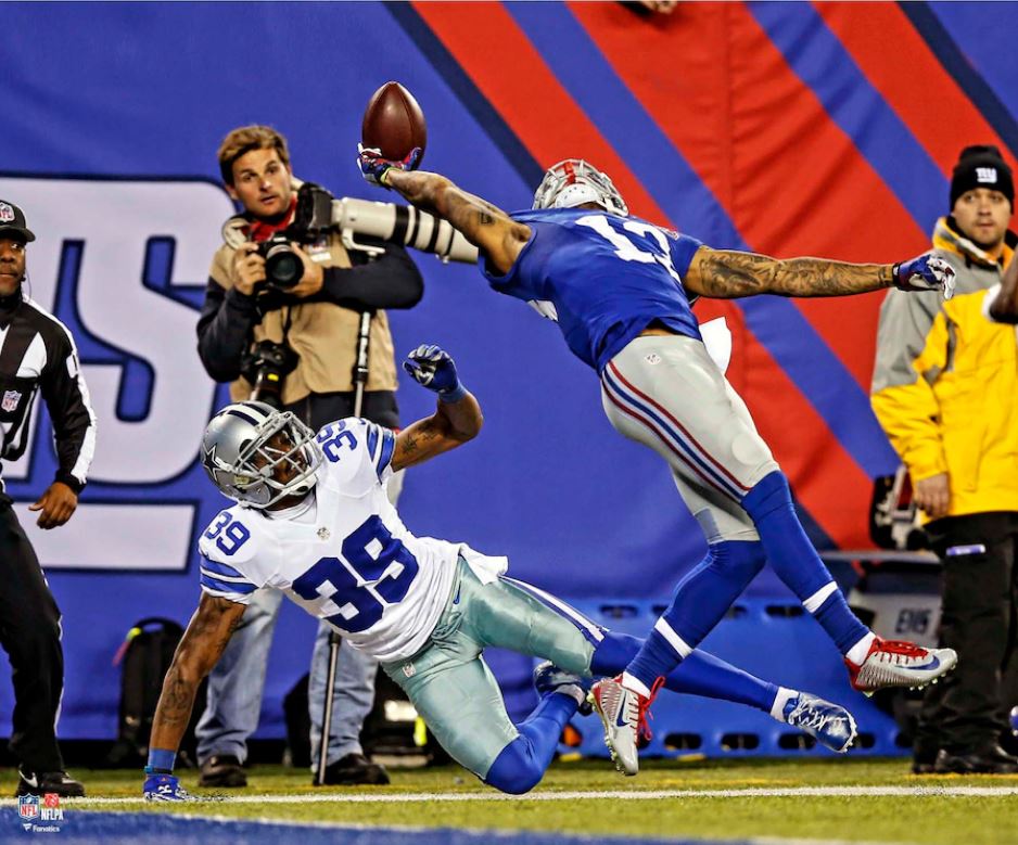 Odell Beckham One-Handed Touchdown Catch New York Giants 8" x 10" Football Photo - Dynasty Sports & Framing 