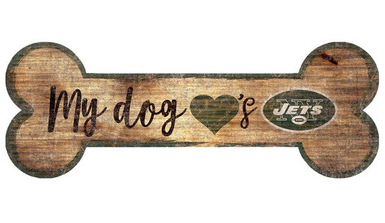 New York Jets Football Dog Bone Wooden Sign - Dynasty Sports & Framing 