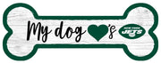 New York Jets Football Dog Bone White Wooden Sign - Dynasty Sports & Framing 