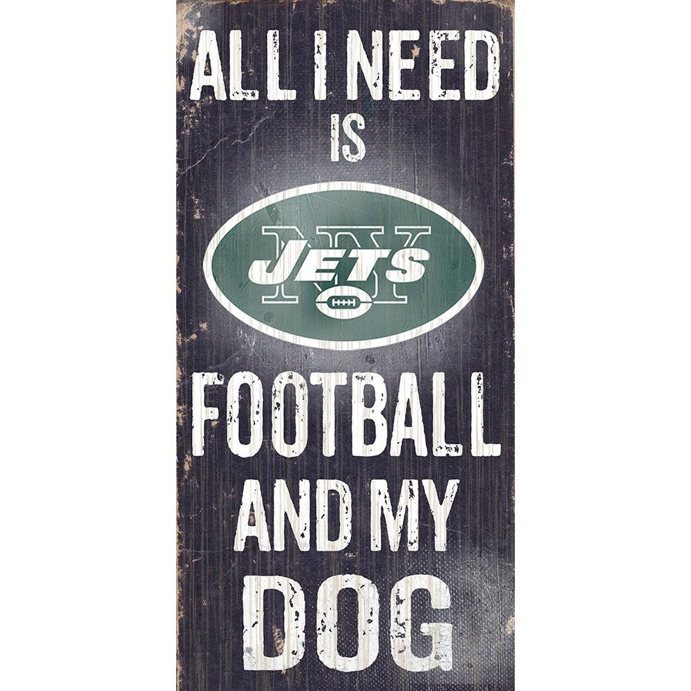New York Jets Football and My Dog Wooden Sign - Dynasty Sports & Framing 