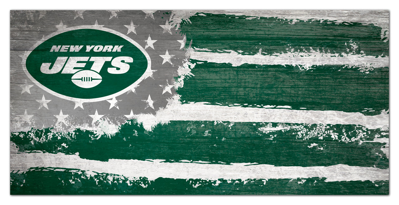 New York Jets Team Flag Wooden Sign - Dynasty Sports & Framing 