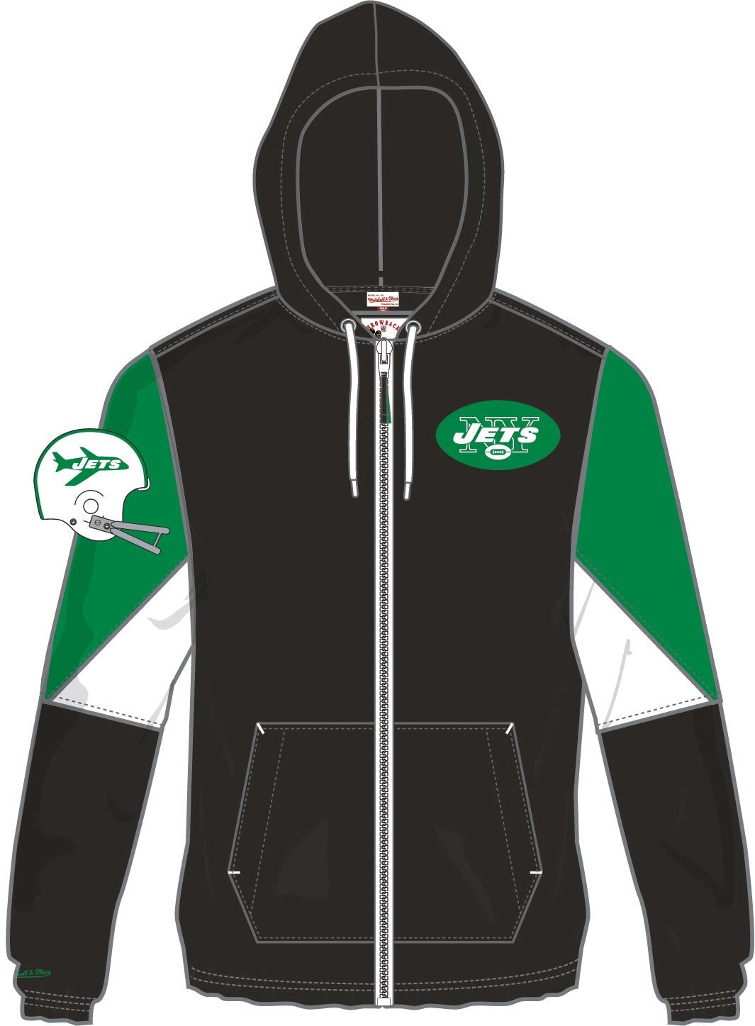New York Jets Mitchell & Ness Throw It Back Full Zip Windbreaker Jacket - Dynasty Sports & Framing 