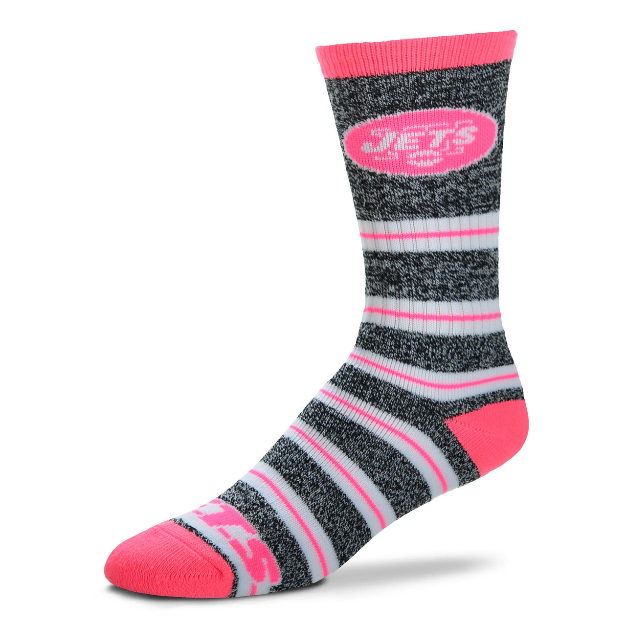 New York Jets Melange Stripe Pink Socks - Dynasty Sports & Framing 