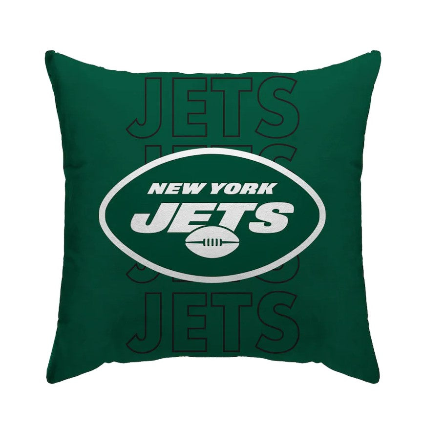 New York Jets 18'' x 18'' Echo Wordmark Poly Span Décor Pillow - Dynasty Sports & Framing 