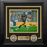 Najee Harris in Action Pittsburgh Steelers Autographed Framed Football Photo - Dynasty Sports & Framing 