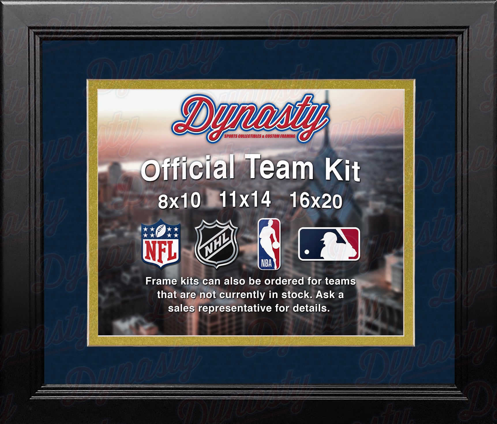 NFL Football Photo Picture Frame Kit - Los Angeles Rams (Navy Matting, Gold Trim) - Dynasty Sports & Framing 