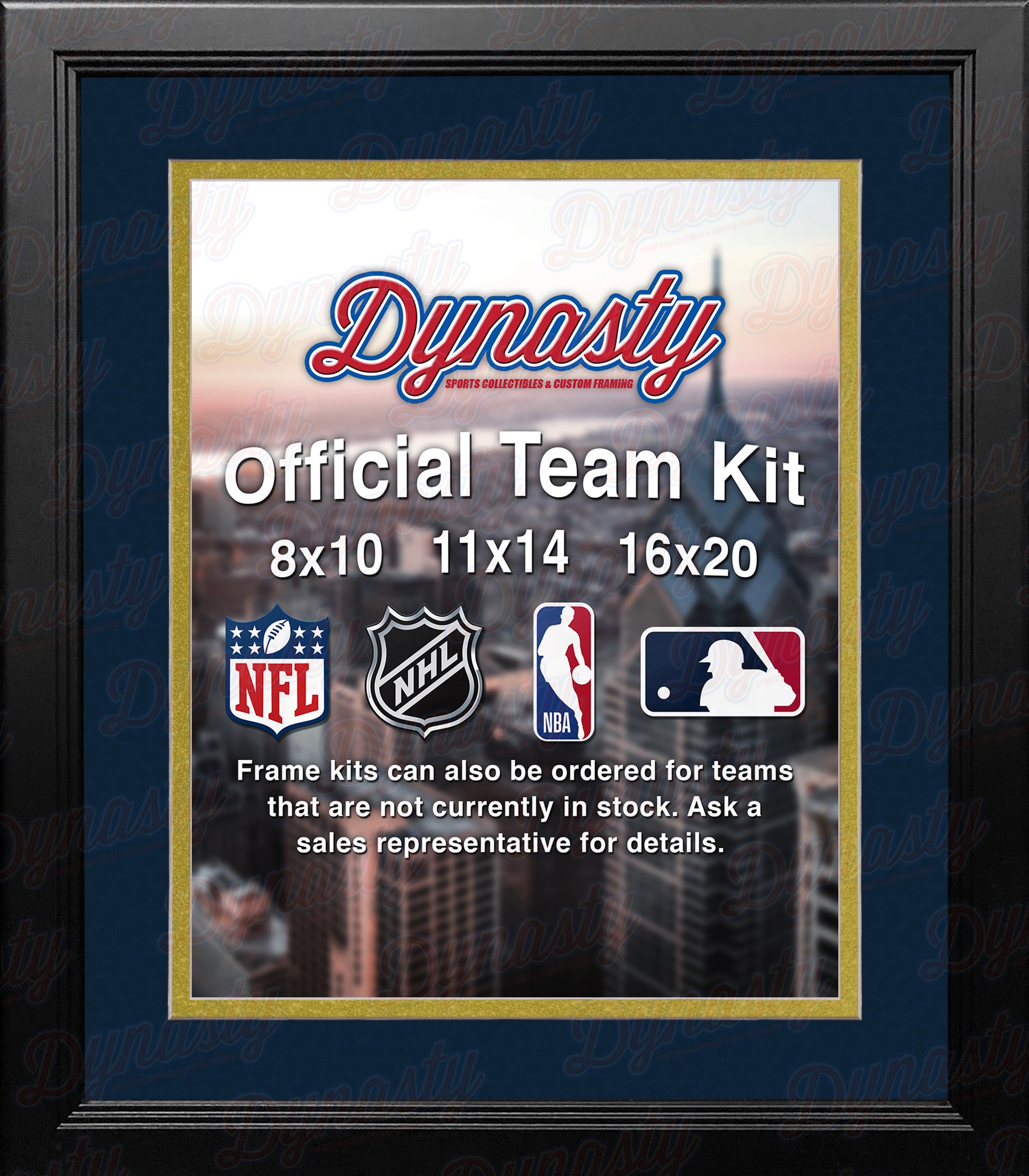 MLB Baseball Photo Picture Frame Kit - San Diego Padres (Navy Matting, Gold Trim) - Dynasty Sports & Framing 