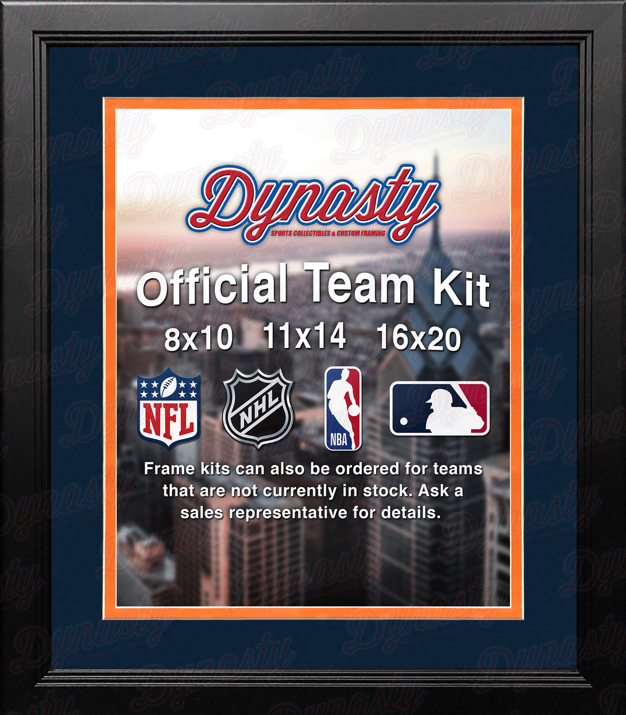 MLB Baseball Photo Picture Frame Kit - Detroit Tigers (Navy Matting, Orange Trim) - Dynasty Sports & Framing