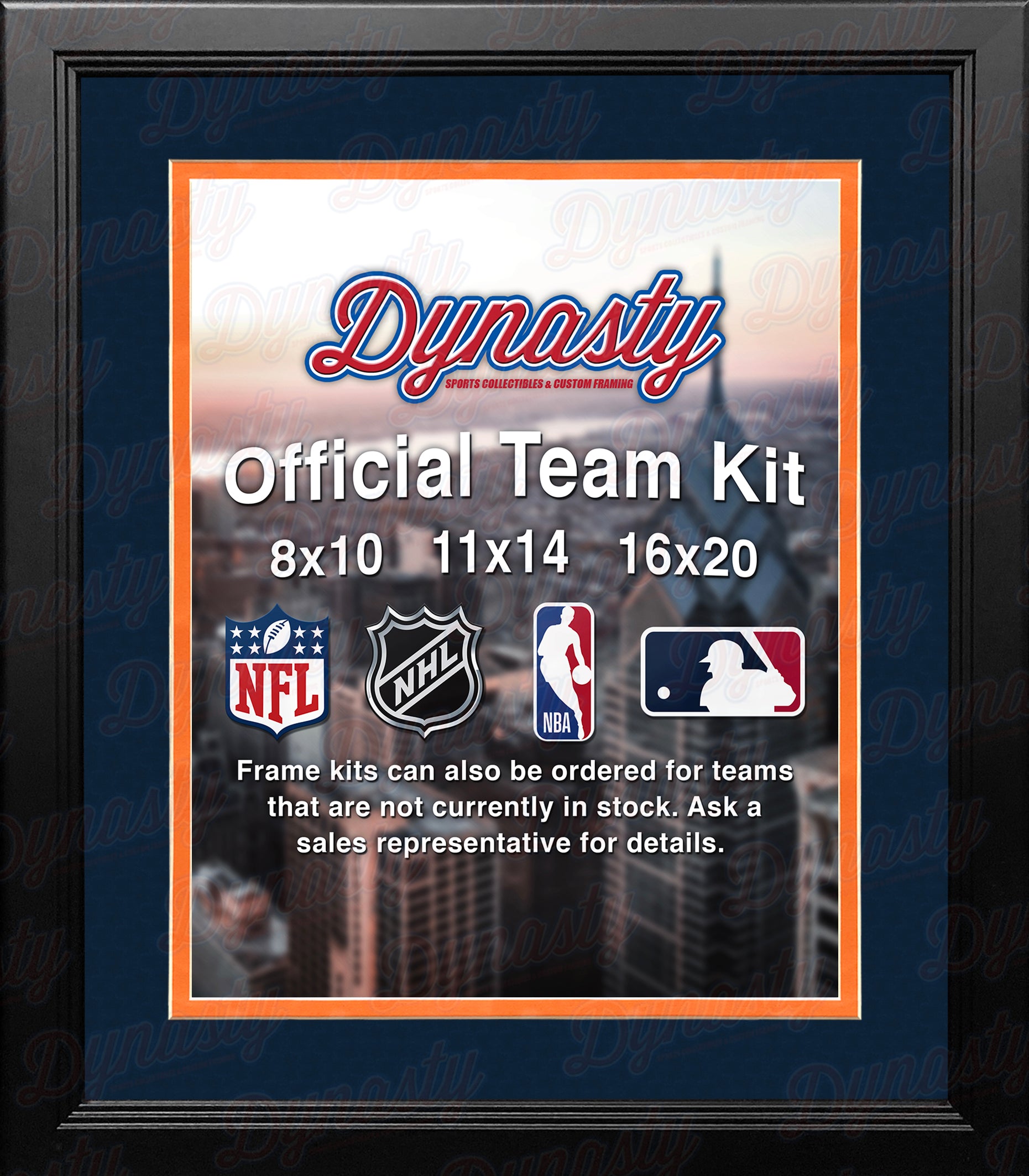 MLB Baseball Photo Picture Frame Kit - Detroit Tigers (Navy Matting, Orange Trim) - Dynasty Sports & Framing 