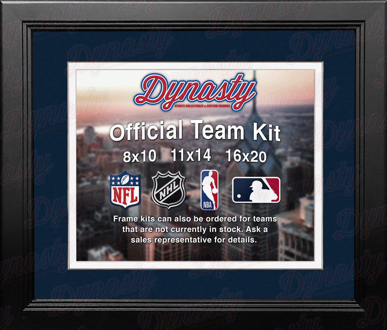 MLB Baseball Photo Picture Frame Kit - Detroit Tigers (Navy Matting, White Trim) - Dynasty Sports & Framing 