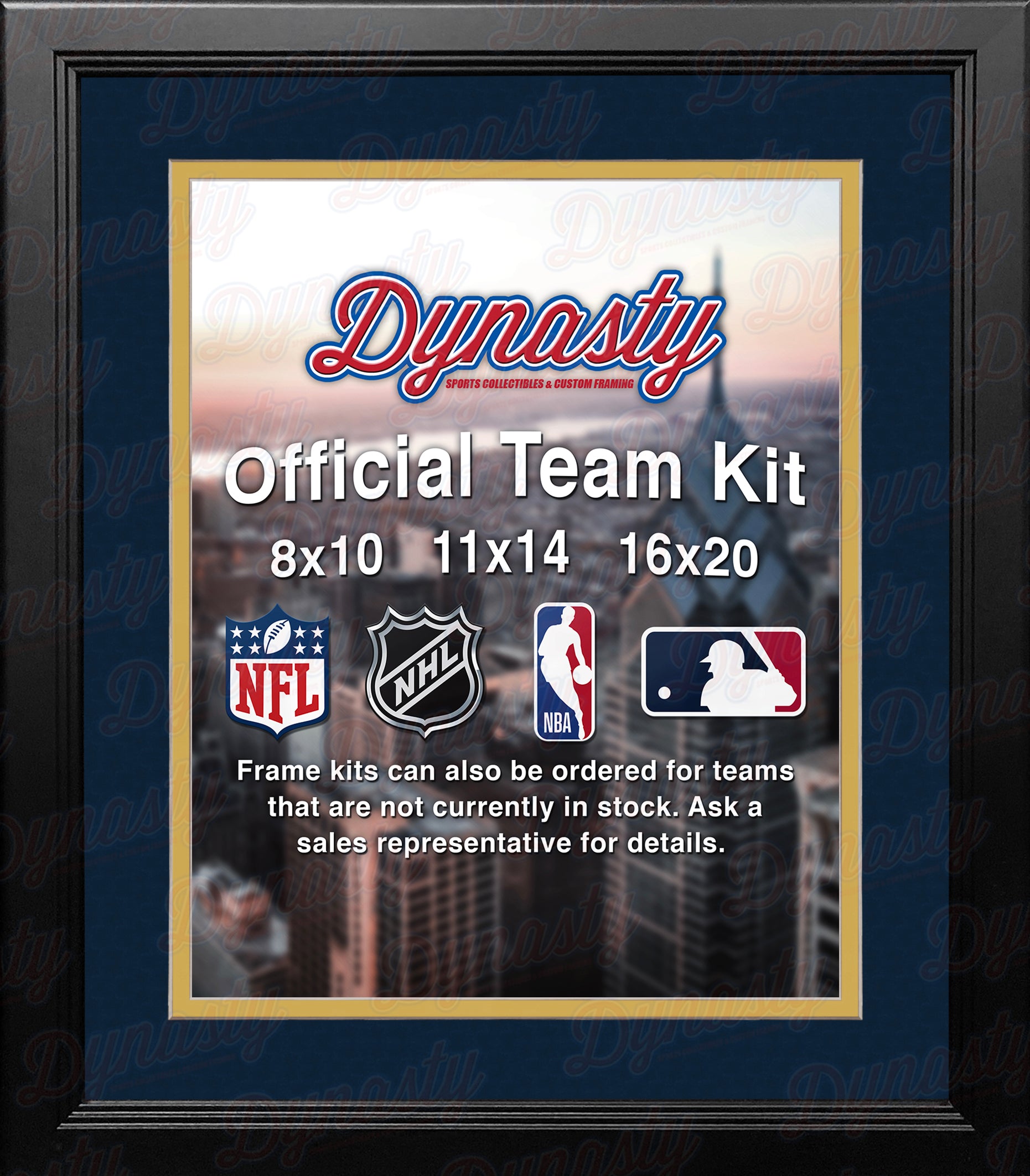 NHL Hockey Photo Picture Frame Kit - Atlanta Thrashers (Navy Matting, Yellow Trim) - Dynasty Sports & Framing 