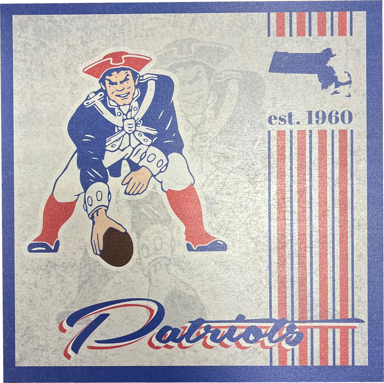 New England Patriots 9.5'' x 9.5'' Throwback Album Wood Sign - Dynasty Sports & Framing 
