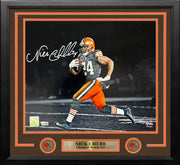 Nick Chubb Blackout Cleveland Browns Autographed 11" x 14" Framed Football Photo - Dynasty Sports & Framing 