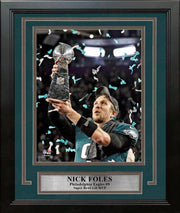 Nick Foles Lombardi Trophy Philadelphia Eagles Super Bowl LII Champions 8x10 Framed Football Photo - Dynasty Sports & Framing 