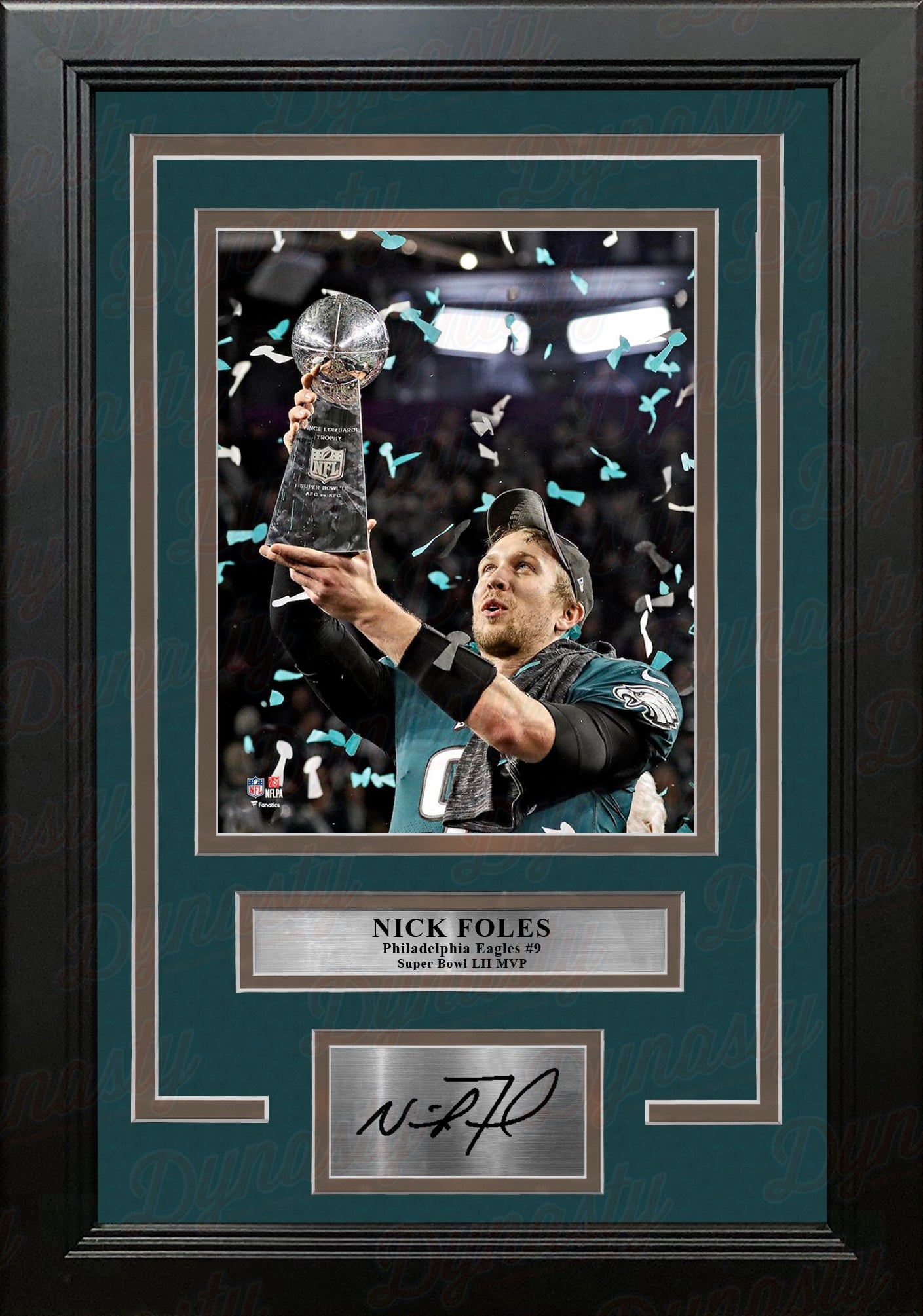 Nick Foles Trophy Philadelphia Eagles Super Bowl Champions 8x10 Framed Photo with Engraved Autograph - Dynasty Sports & Framing 