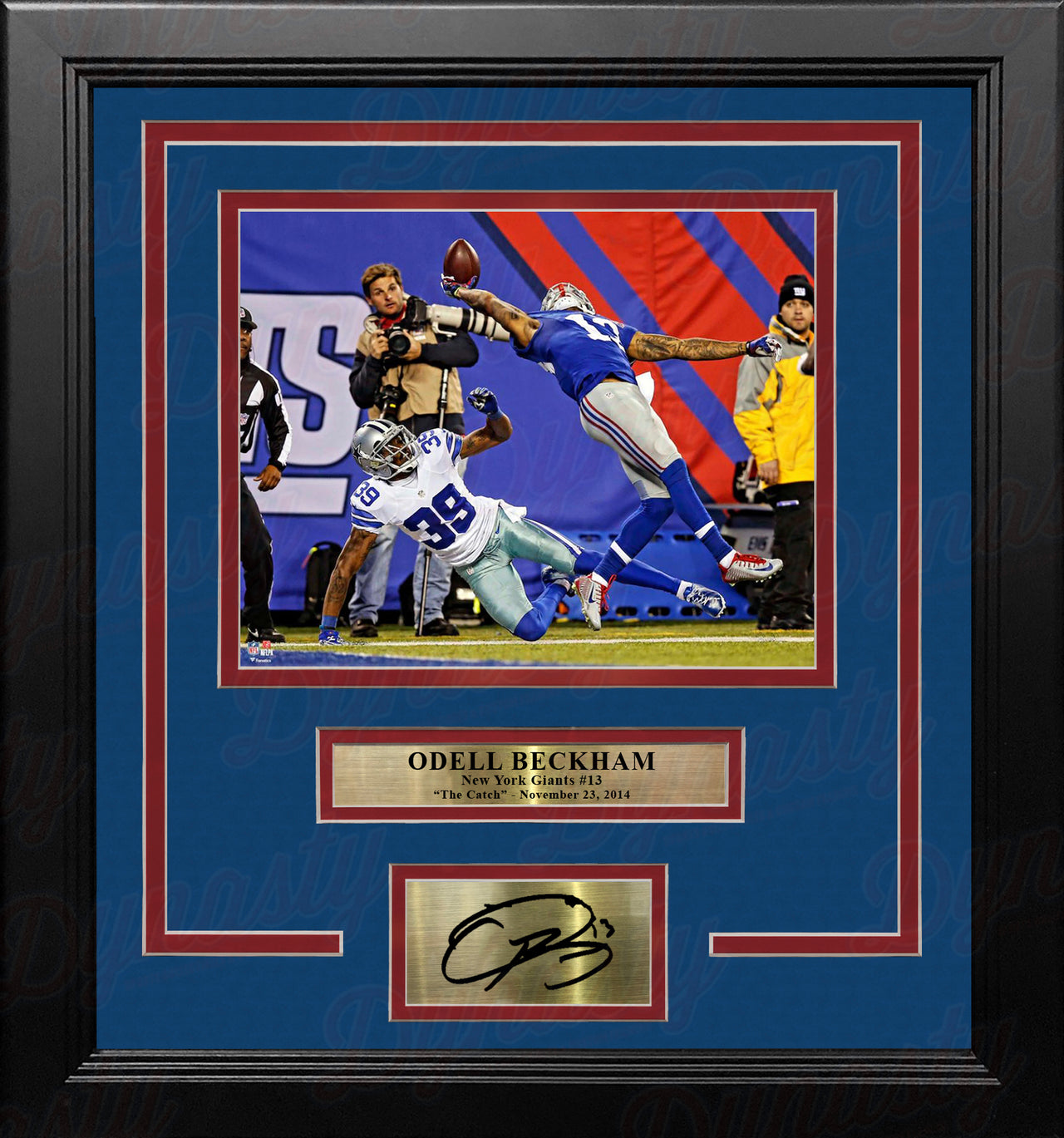 Odell Beckham One-Handed Touchdown Catch New York Giants 8x10 Framed Photo with Engraved Autograph - Dynasty Sports & Framing 