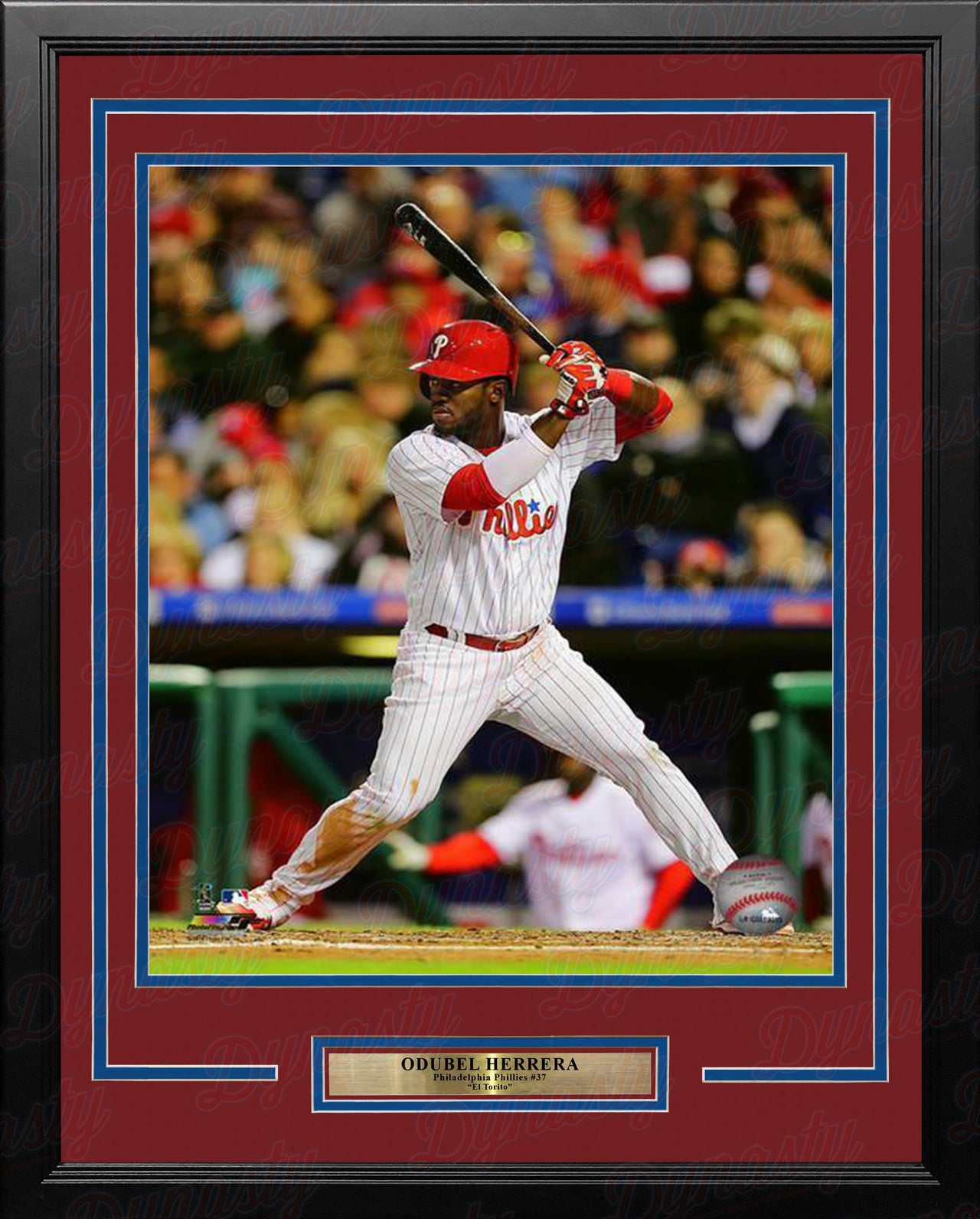 Odubel Herrera Philadelphia Phillies At-Bat MLB Baseball Framed and Matted Photo - Dynasty Sports & Framing 