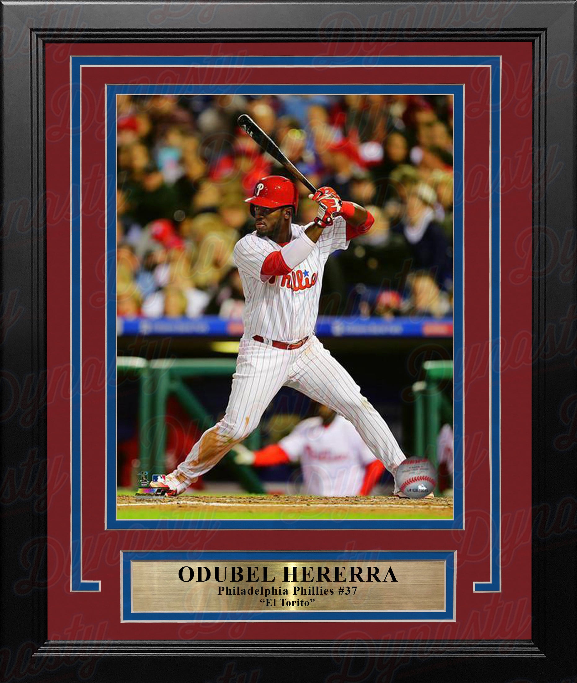 Odubel Herrera Philadelphia Phillies At-Bat MLB Baseball Framed and Matted Photo - Dynasty Sports & Framing 