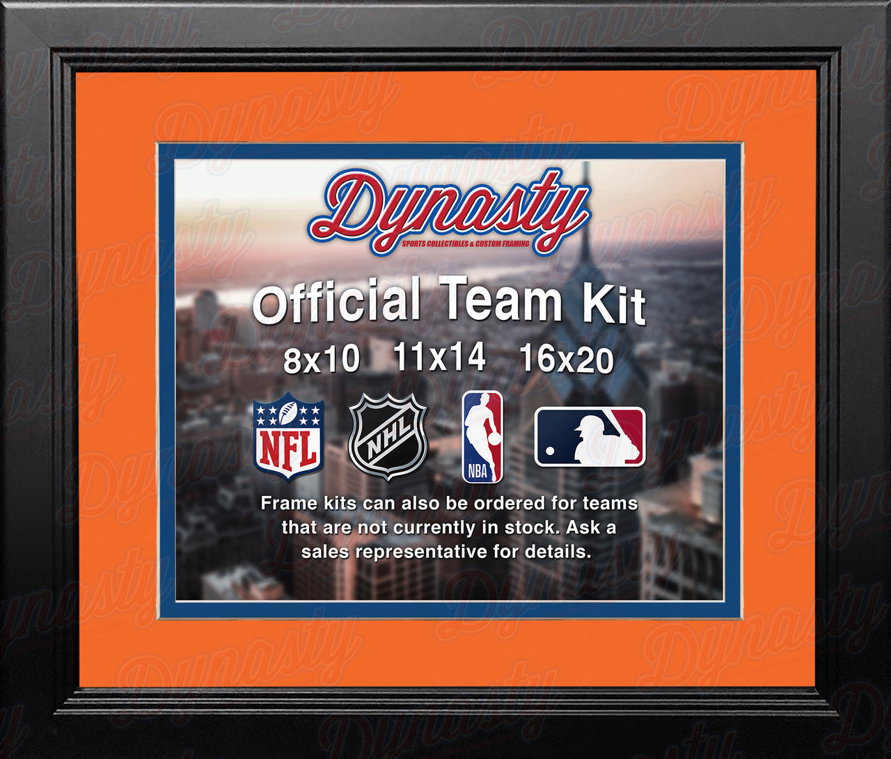 NHL Hockey Photo Picture Frame Kit - Edmonton Oilers (Orange Matting, Blue Trim) - Dynasty Sports & Framing