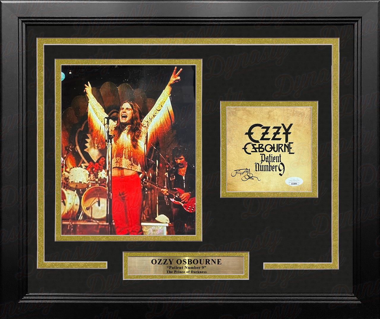 Ozzy Osbourne Autographed Patient Number 9 CD Booklet with Framed Photo Collage - Dynasty Sports & Framing 