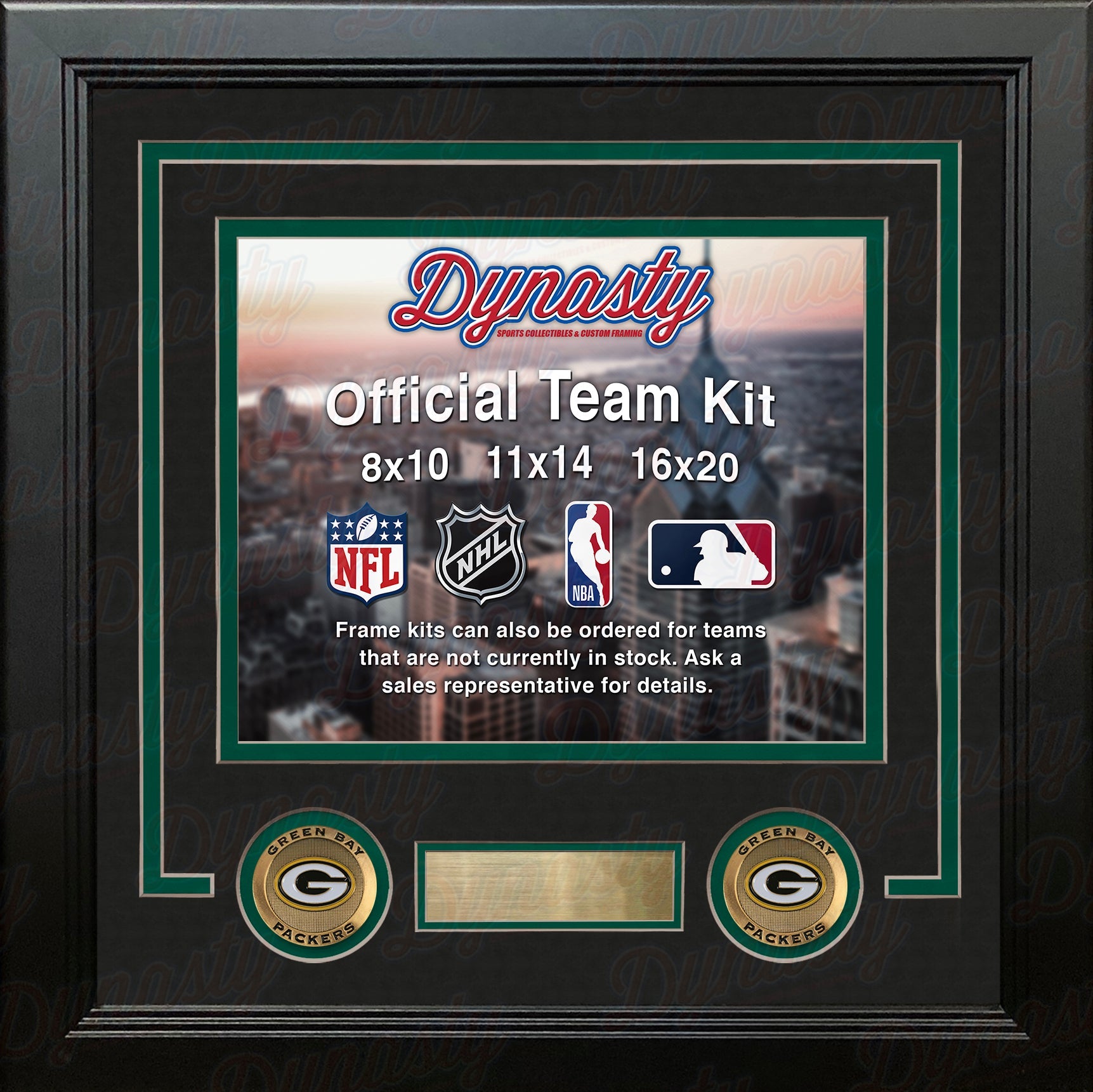 Green Bay Packers Custom NFL Football 11x14 Picture Frame Kit (Multiple Colors) - Dynasty Sports & Framing 