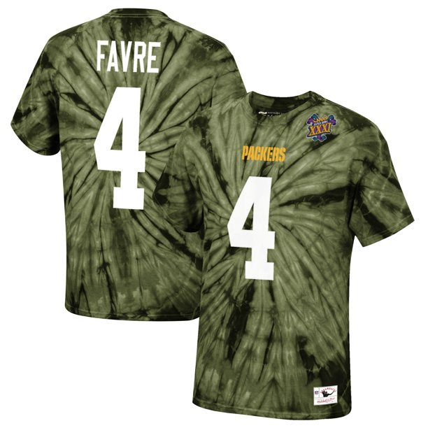 Brett Favre Green Bay Packers Mitchell & Ness Tie-Dye Retired Player Name & Number T-Shirt - Dynasty Sports & Framing 