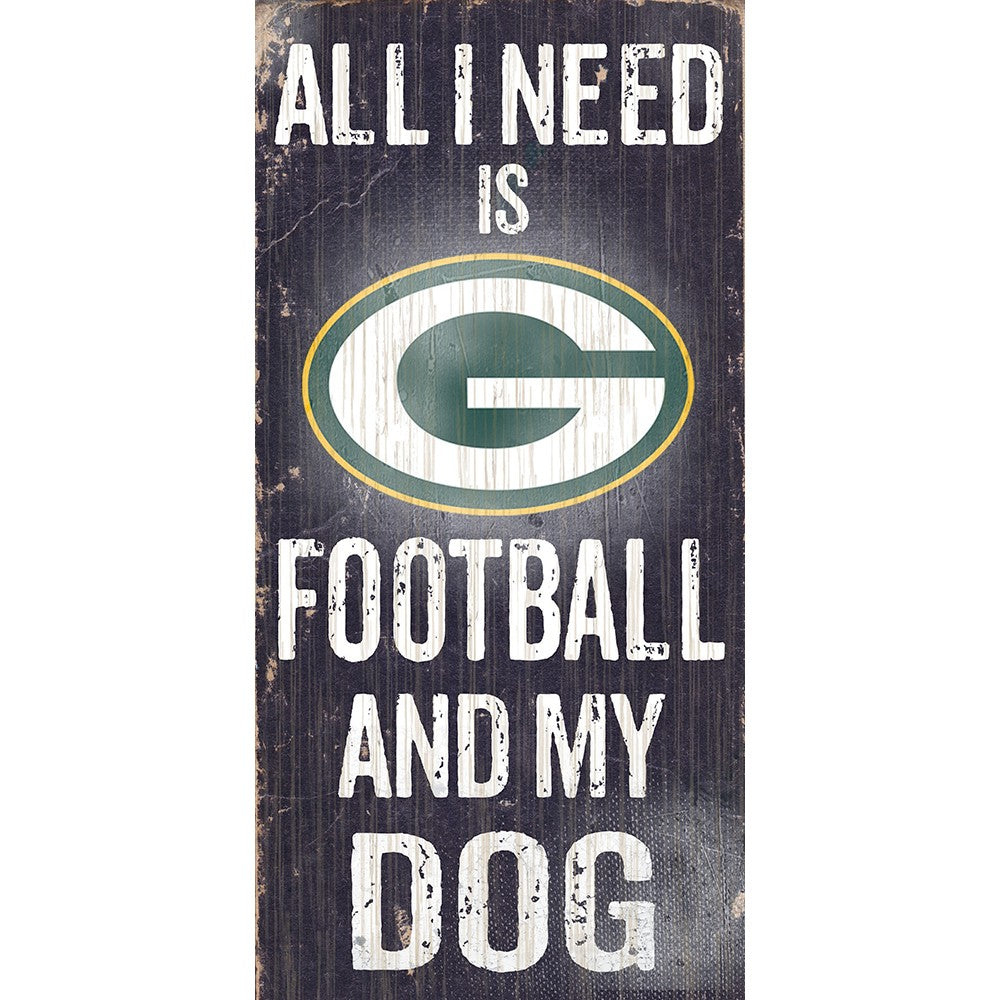 Green Bay Packers Football and My Dog Wooden Sign - Dynasty Sports & Framing 