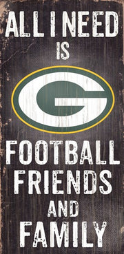 Green Bay Packers Football and My Friends & Family Wood Sign - Dynasty Sports & Framing 