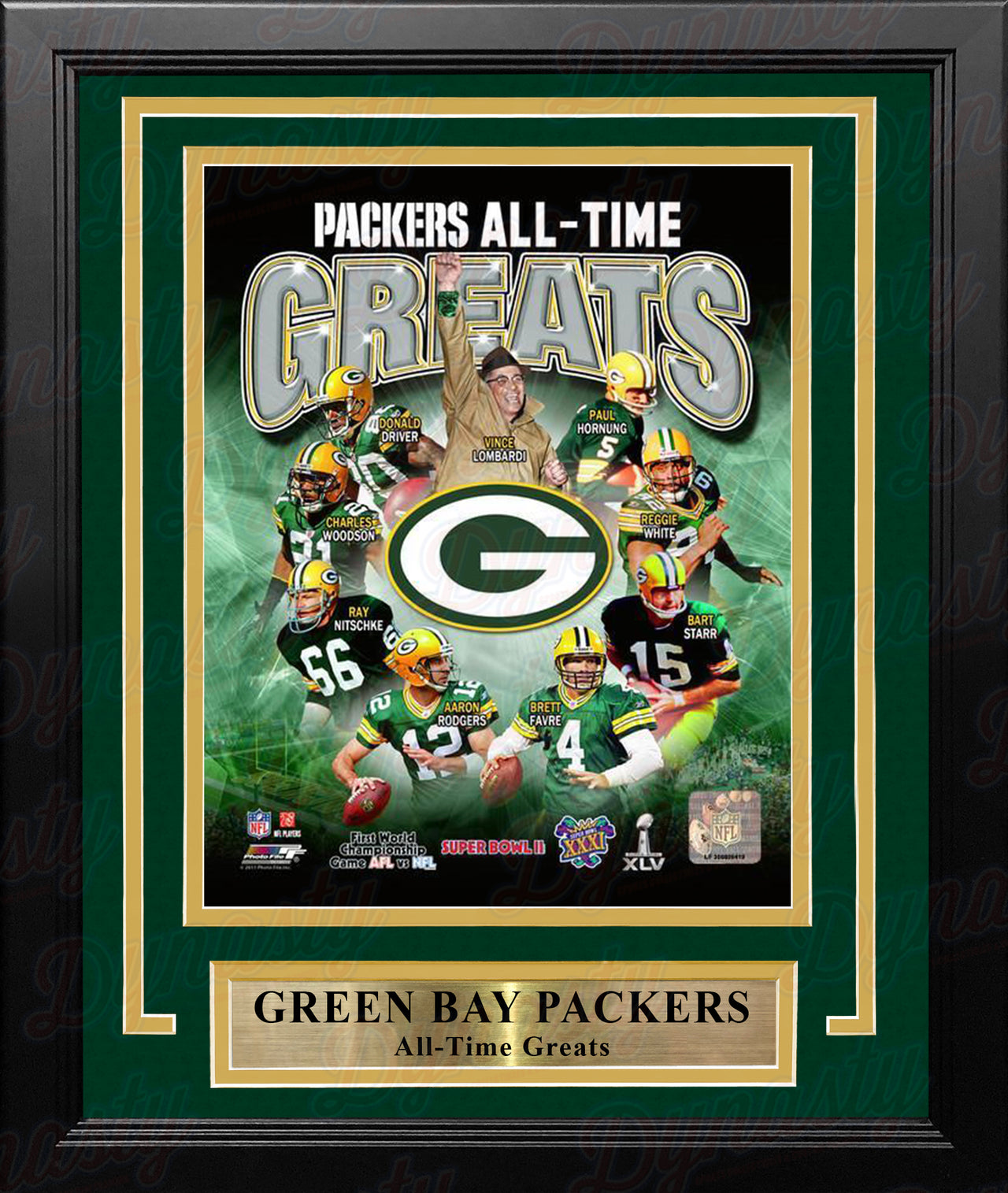 Green Bay Packers All-Time Greats NFL Football 8" x 10" Framed and Matted Photo - Dynasty Sports & Framing 