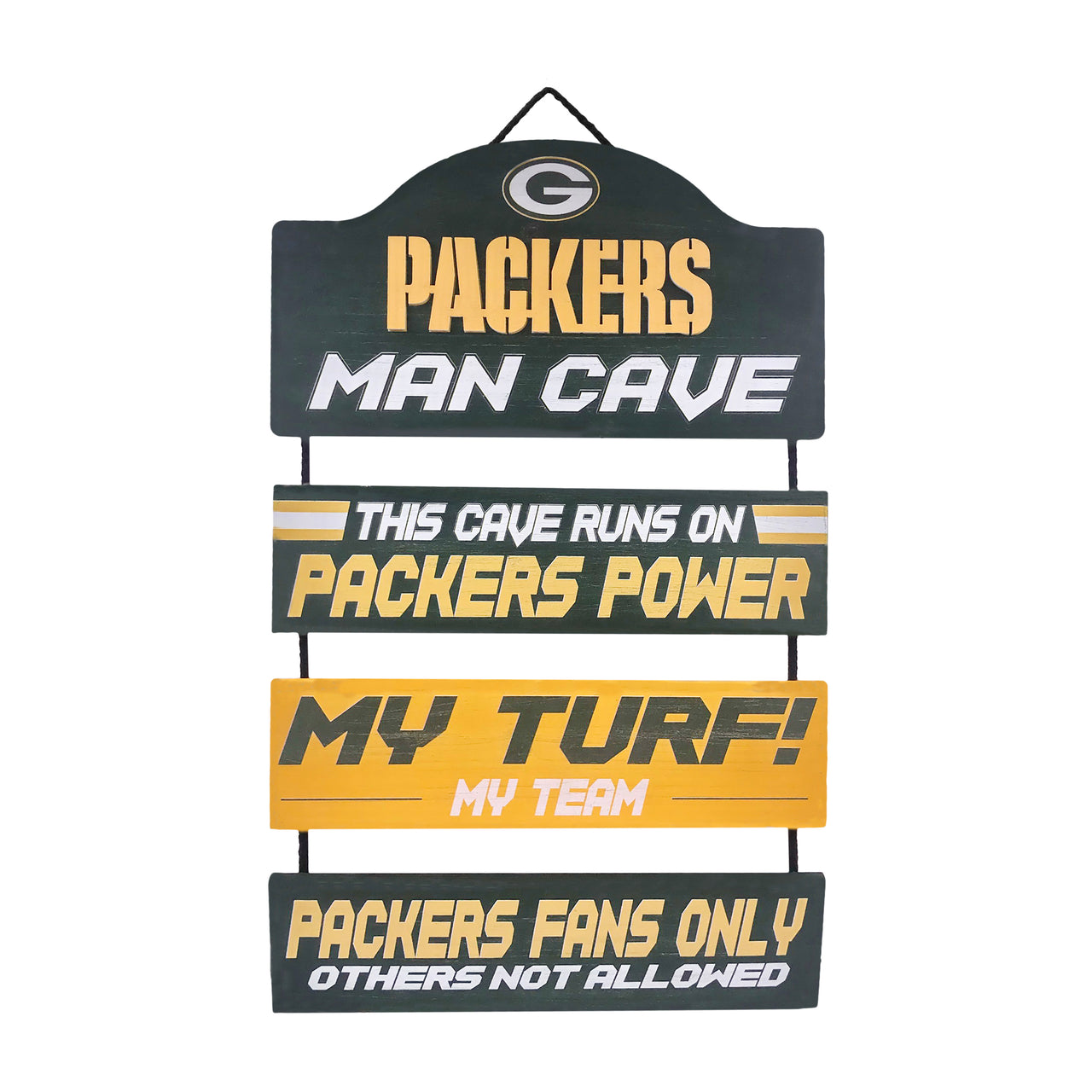 Green Bay Packers Wooden Man Cave Dangle Sign - Dynasty Sports & Framing 