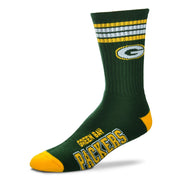 Green Bay Packers Men's NFL Football 4 Stripe Deuce Socks - Dynasty Sports & Framing 