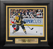 Patrice Bergeron in Action Boston Bruins 8" x 10" Framed Hockey Photo - Dynasty Sports & Framing 