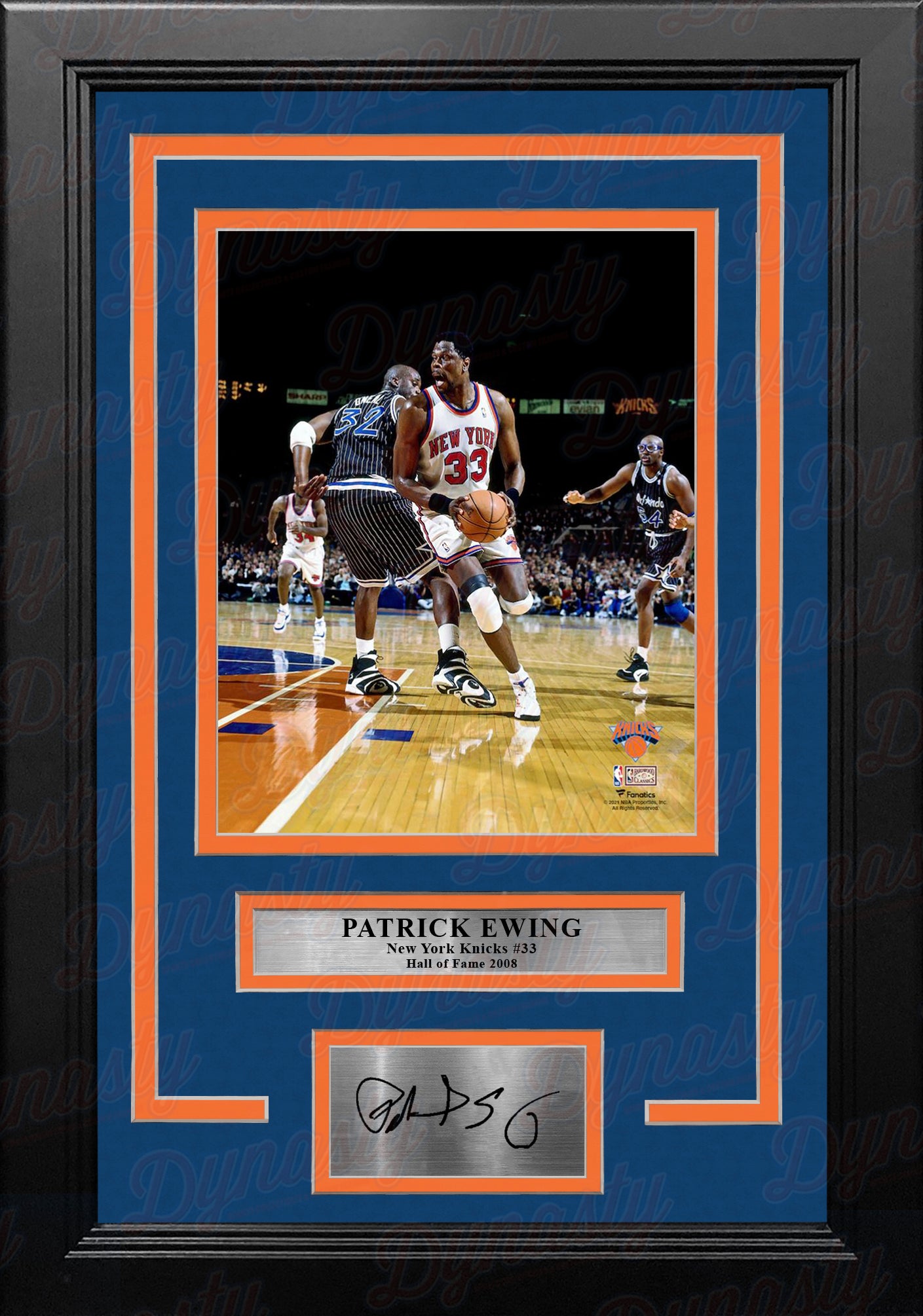 Patrick Ewing v. Shaquille O'Neal NY Knicks 8x10 Framed Basketball Photo with Engraved Autograph - Dynasty Sports & Framing 
