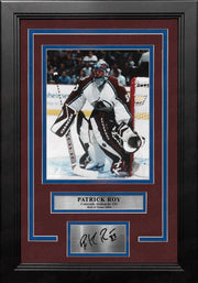 Patrick Roy in Net Colorado Avalanche 8" x 10" Framed Hockey Photo with Engraved Autograph - Dynasty Sports & Framing 