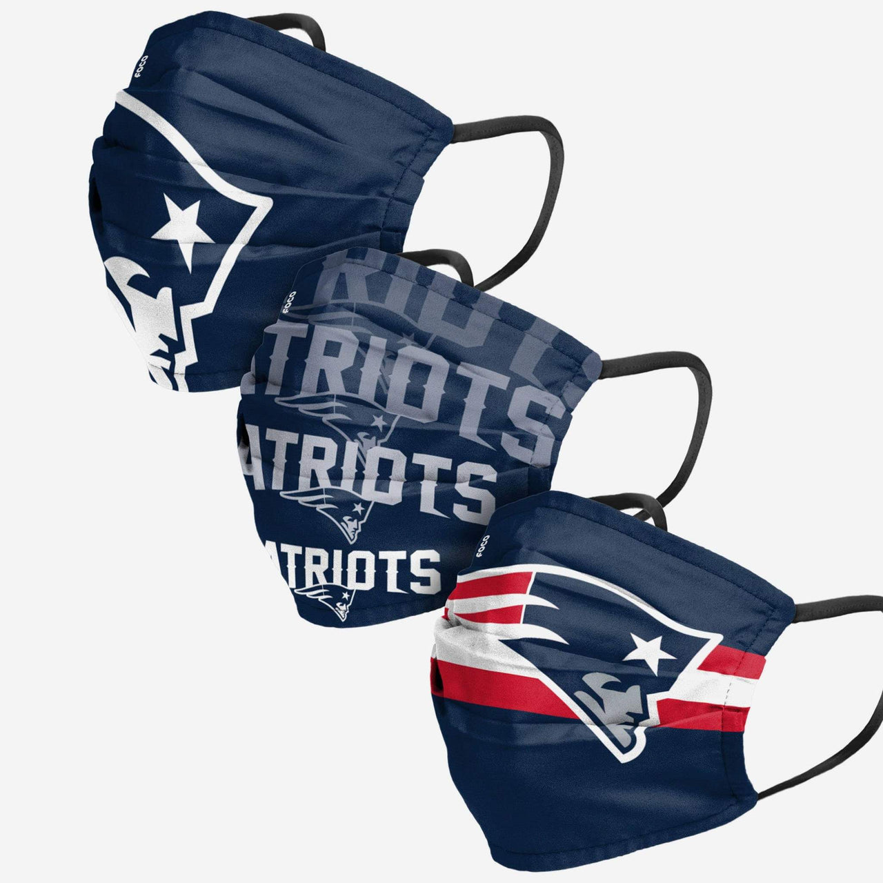 New England Patriots 3-Pack Match Day Face Mask Covers - Dynasty Sports & Framing 