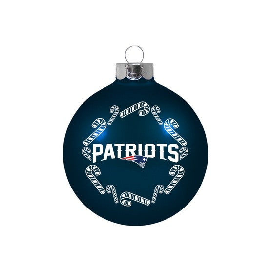 New England Patriots Holiday Glass Ball Ornament - Dynasty Sports & Framing 
